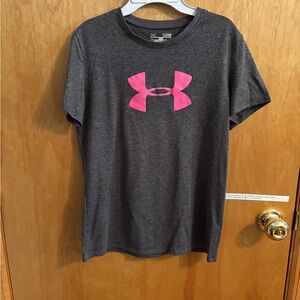 Under Armour Charcoal Tee with Pink Accent